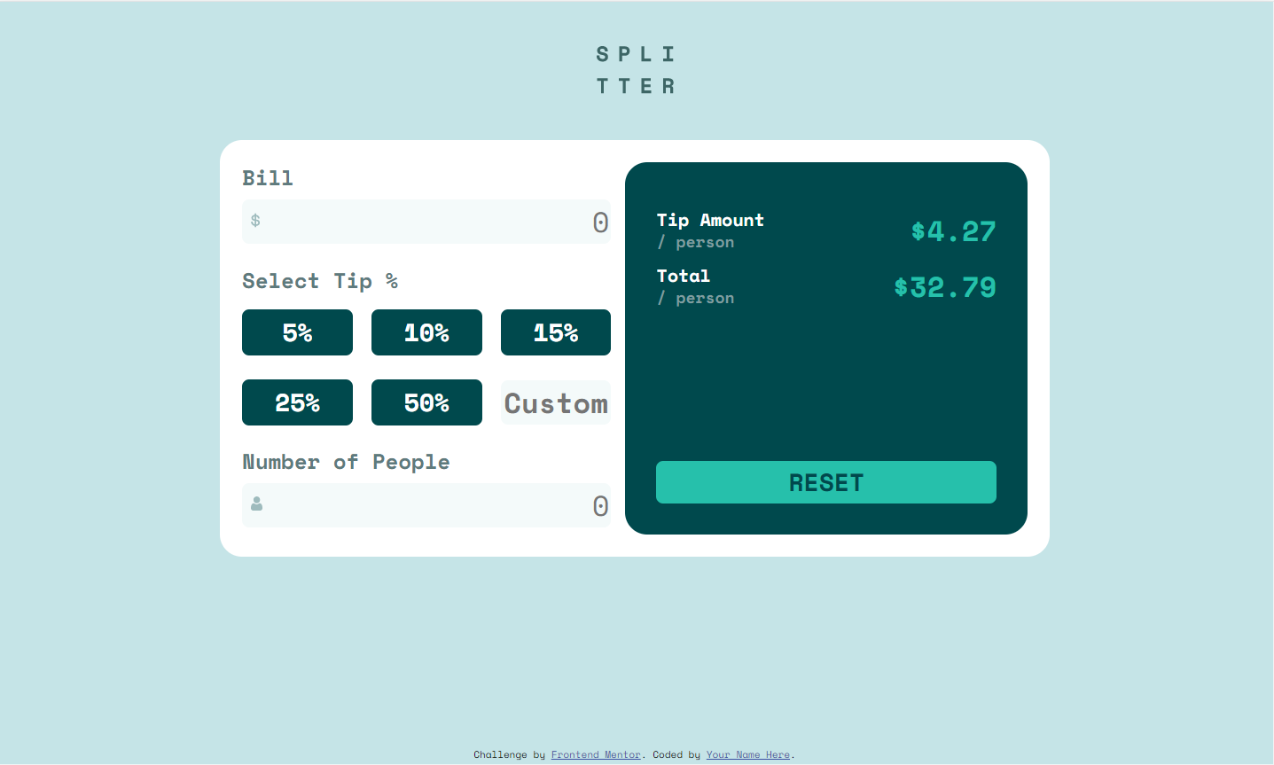 Frontend Mentor - Tip Calculator App